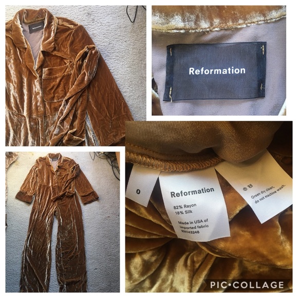 Reformation Velvet Jumpsuit NWOT - Picture 7 of 8